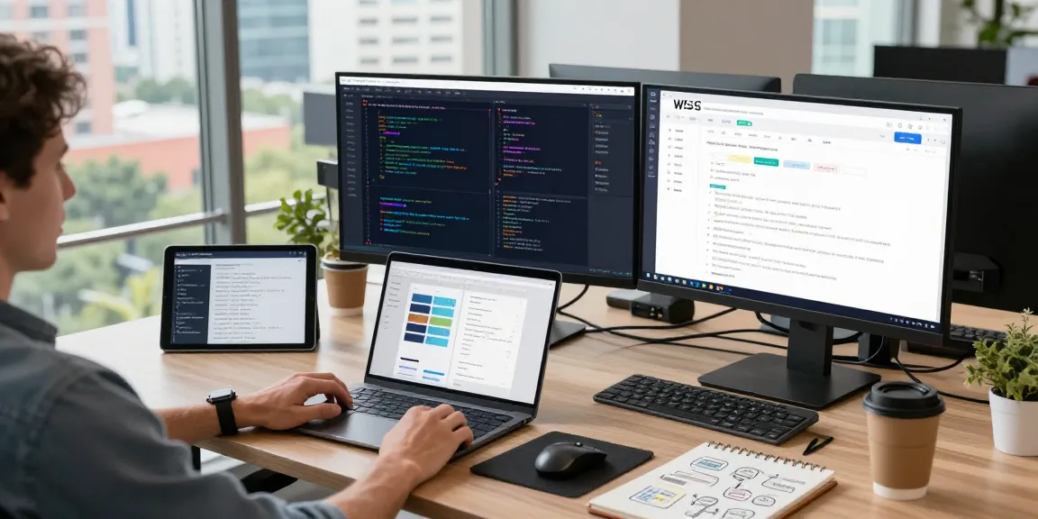 Tech professional using advanced software tools on WPS Official Website in a modern office workspace